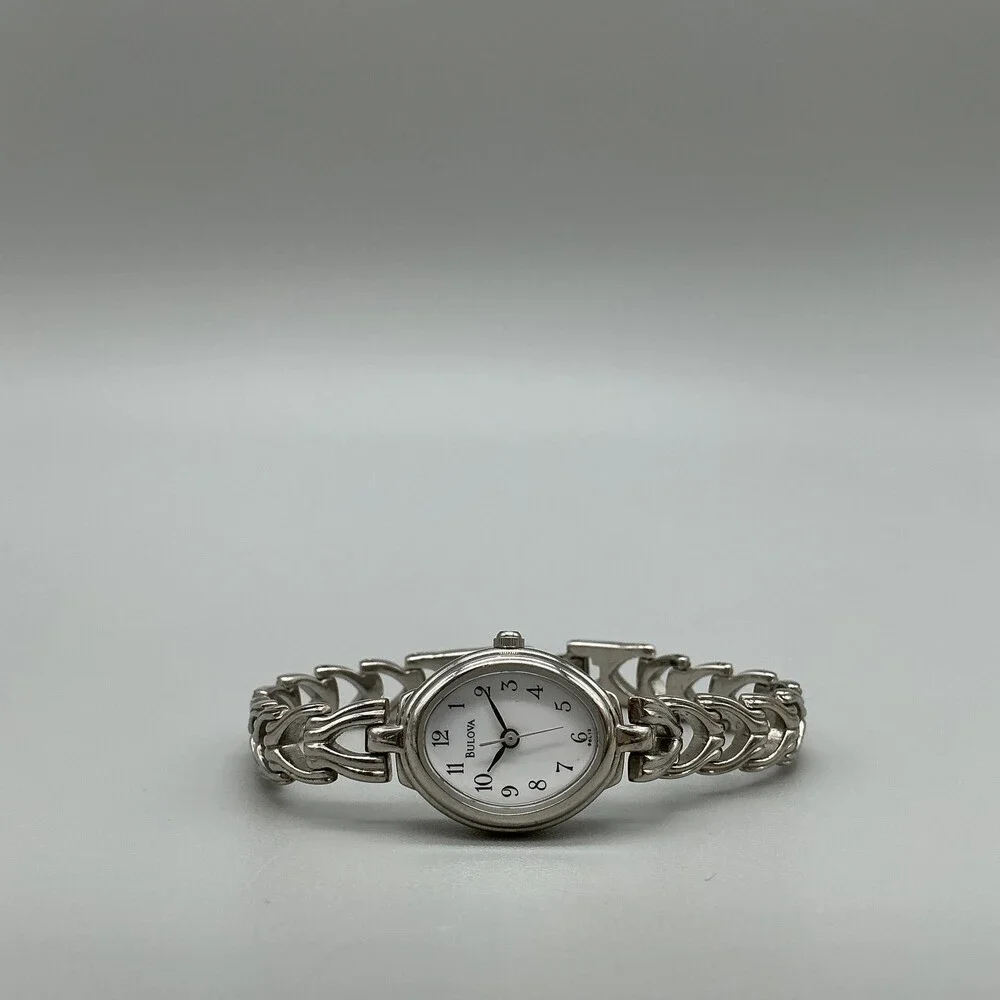 Bulova Womens Watch 17mm White Dial Silver Tone Bracelet New Battery 6.25